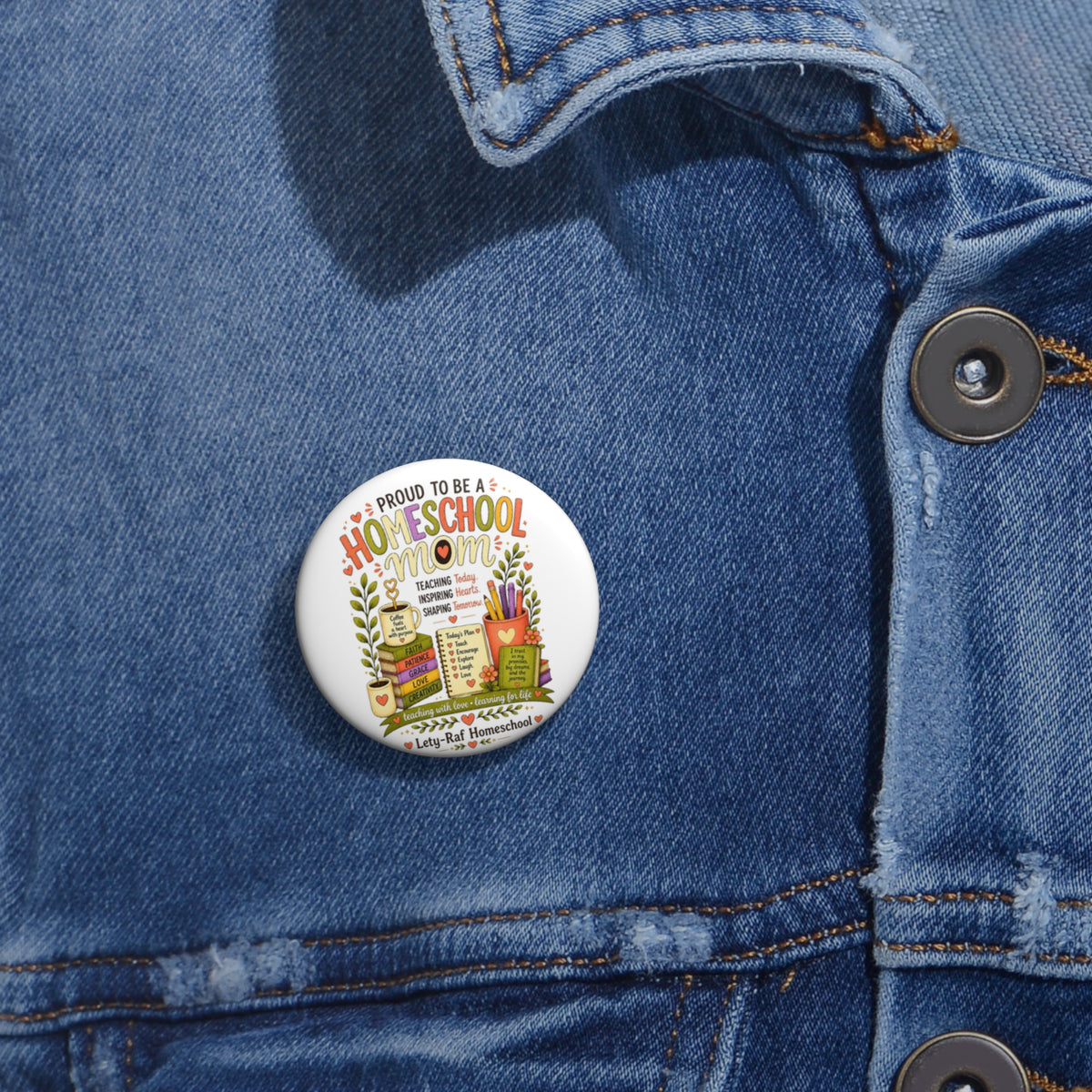 Homeschool Mom Pin Button | Proud to Be a Homeschool Mom | Teacher Gift | LetyRaf Homeschool