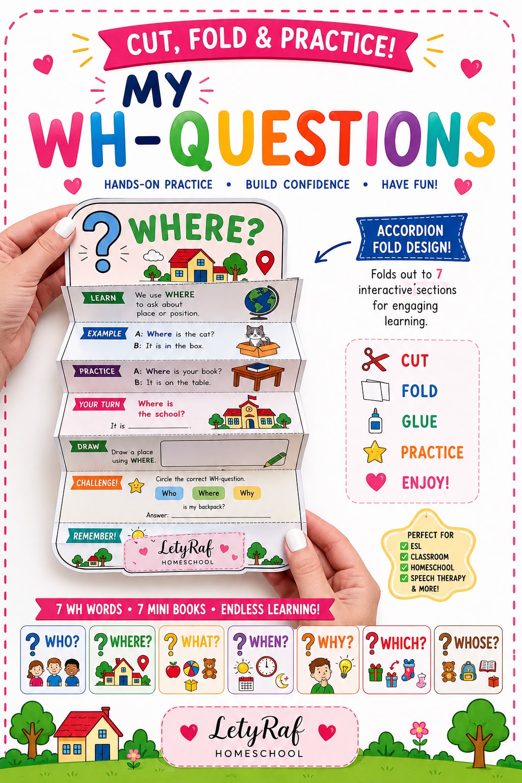 WH Questions Interactive Accordion | Printable PDF