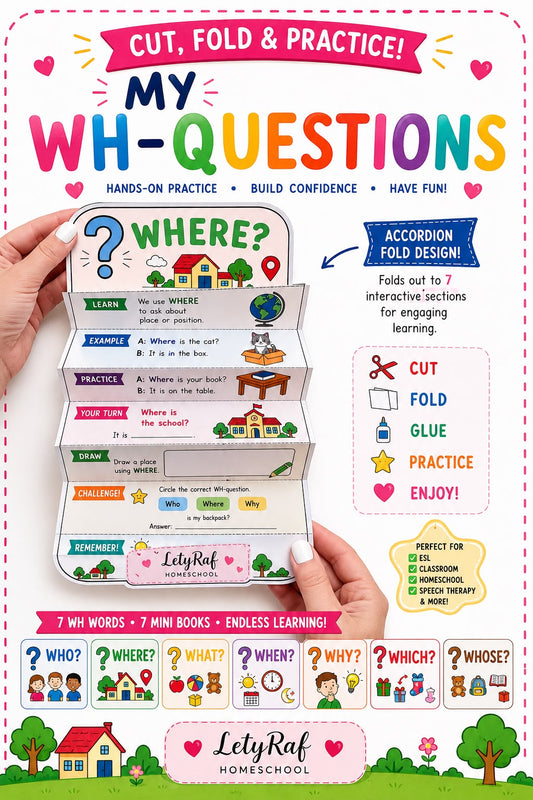 WH Questions Interactive Accordion | Printable PDF