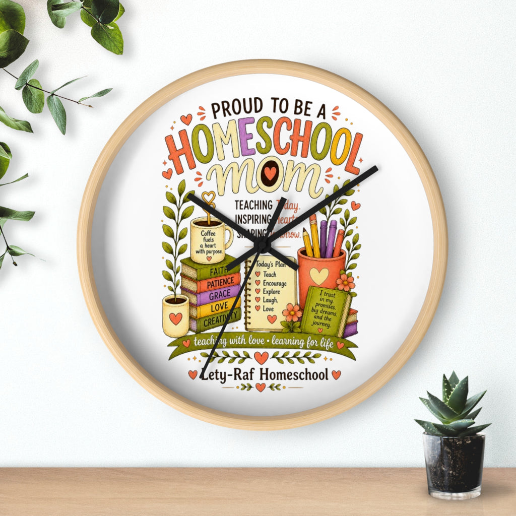 Homeschool Mom Wall Clock | Proud to Be a Homeschool Mom | Decorative Classroom & Home Clock | Teacher Gift