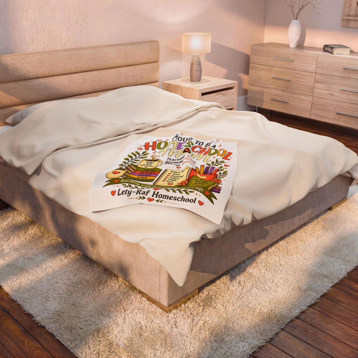 Proud to Be a Homeschool Mom Velveteen Plush Blanket | Cozy Teacher Gift | Soft Throw Blanket | Homeschool Mom Gift