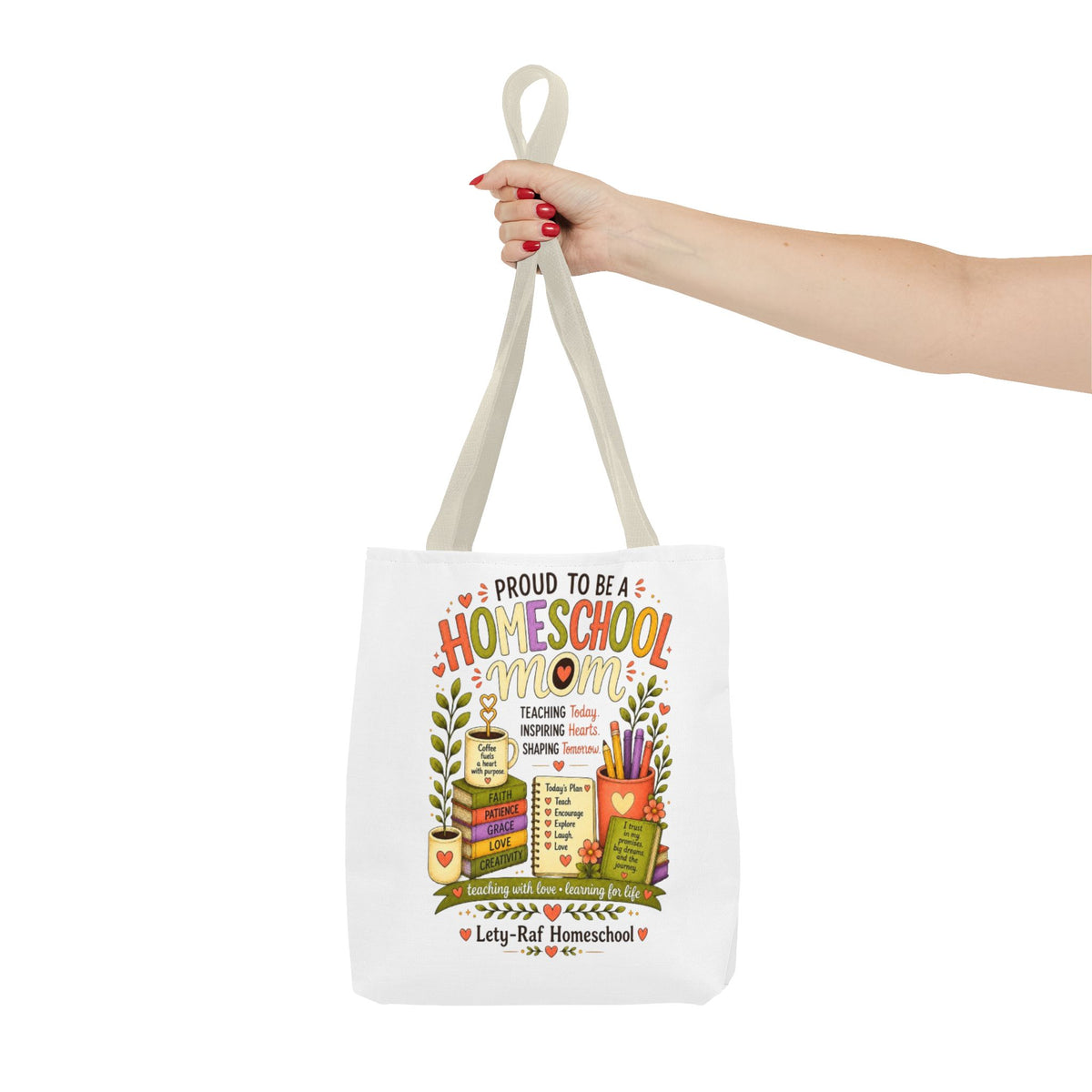 Proud to Be a Homeschool Mom Tote Bag | Teacher Gift | Reusable Book Bag | LetyRaf Homeschool