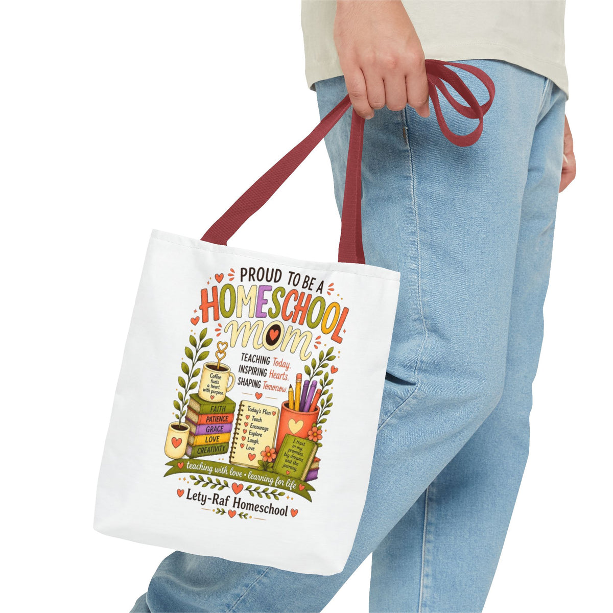 Proud to Be a Homeschool Mom Tote Bag | Teacher Gift | Reusable Book Bag | LetyRaf Homeschool