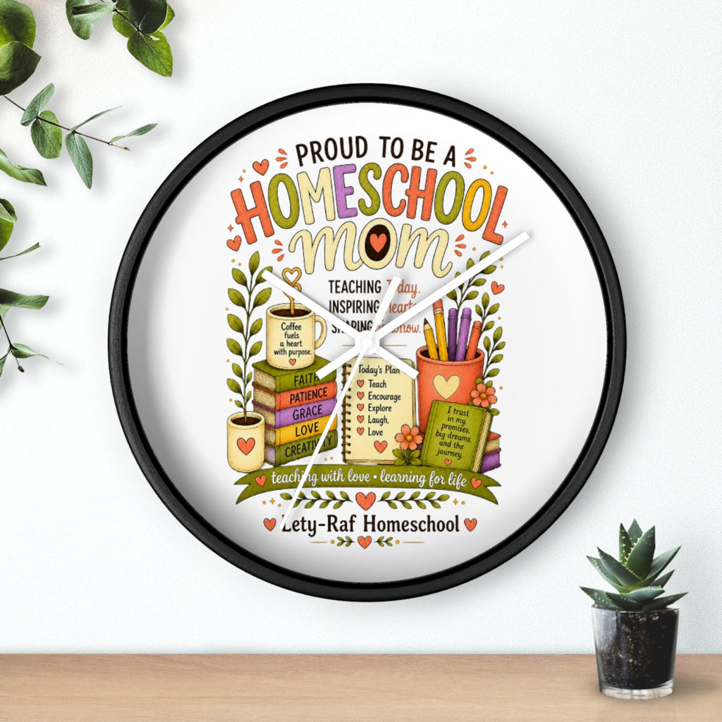Homeschool Mom Wall Clock | Proud to Be a Homeschool Mom | Decorative Classroom & Home Clock | Teacher Gift