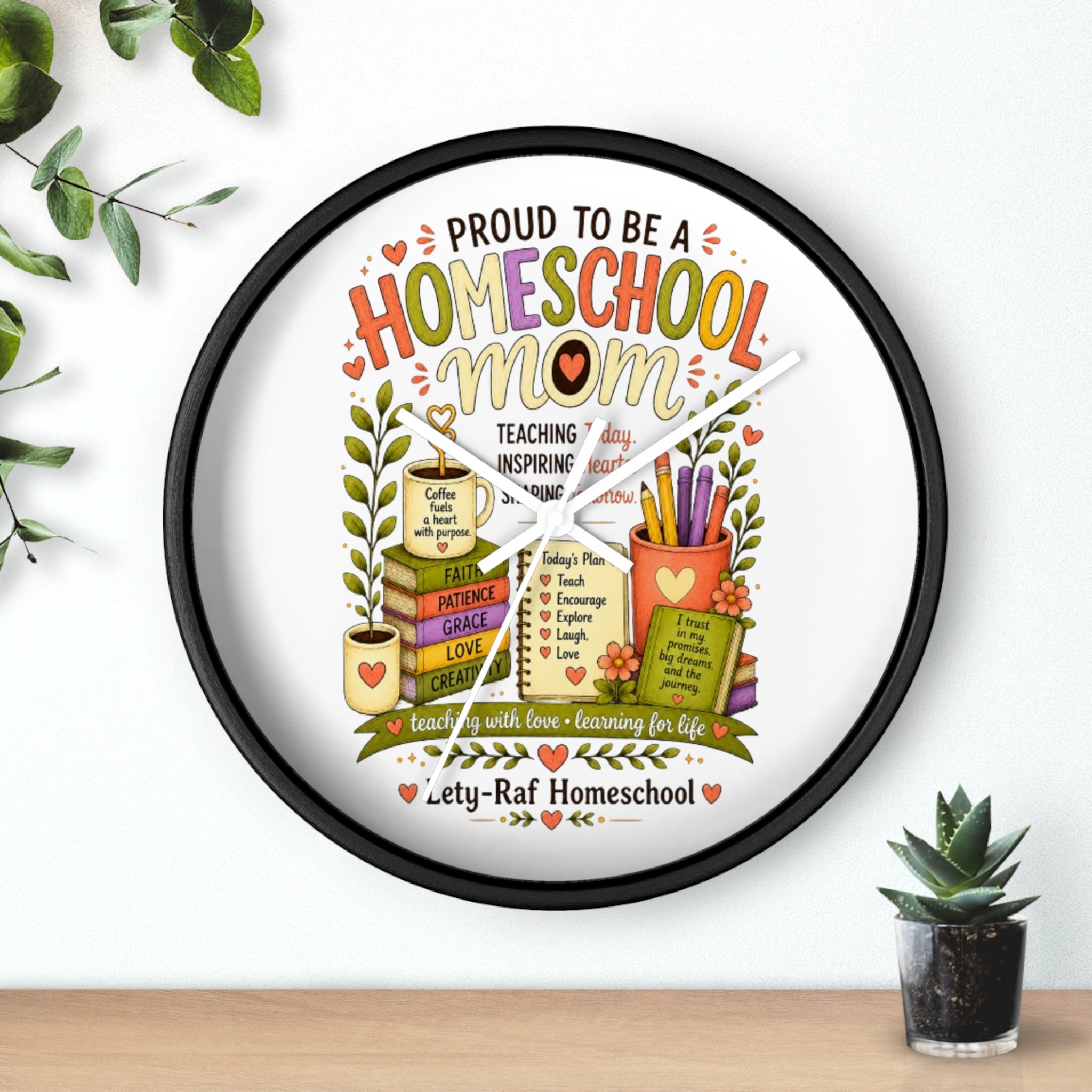 Homeschool Mom Wall Clock | Proud to Be a Homeschool Mom | Decorative Classroom & Home Clock | Teacher Gift