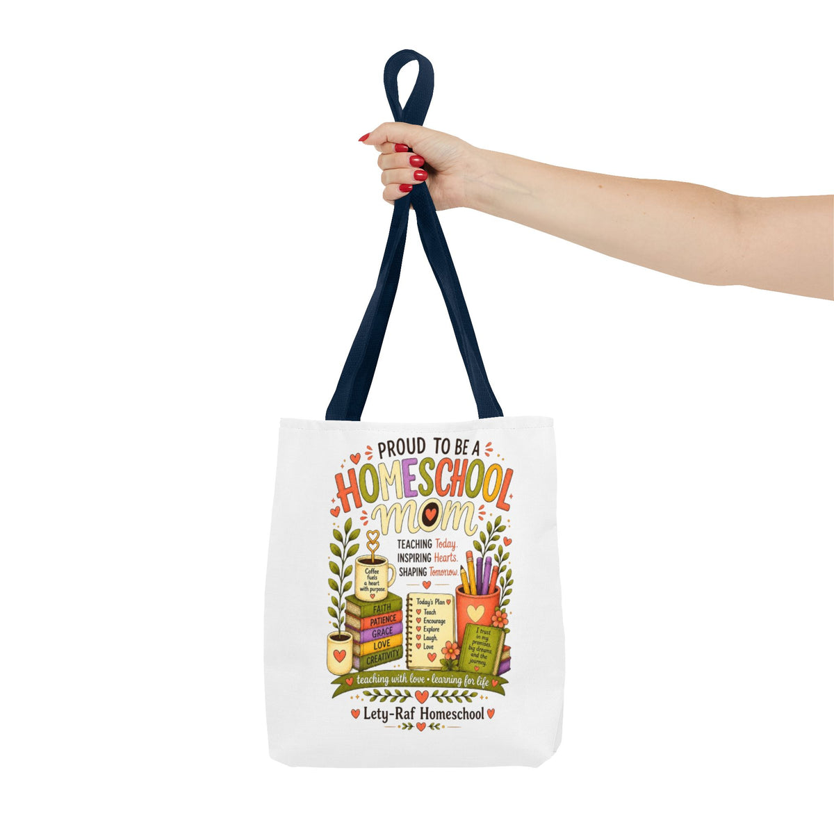 Proud to Be a Homeschool Mom Tote Bag | Teacher Gift | Reusable Book Bag | LetyRaf Homeschool