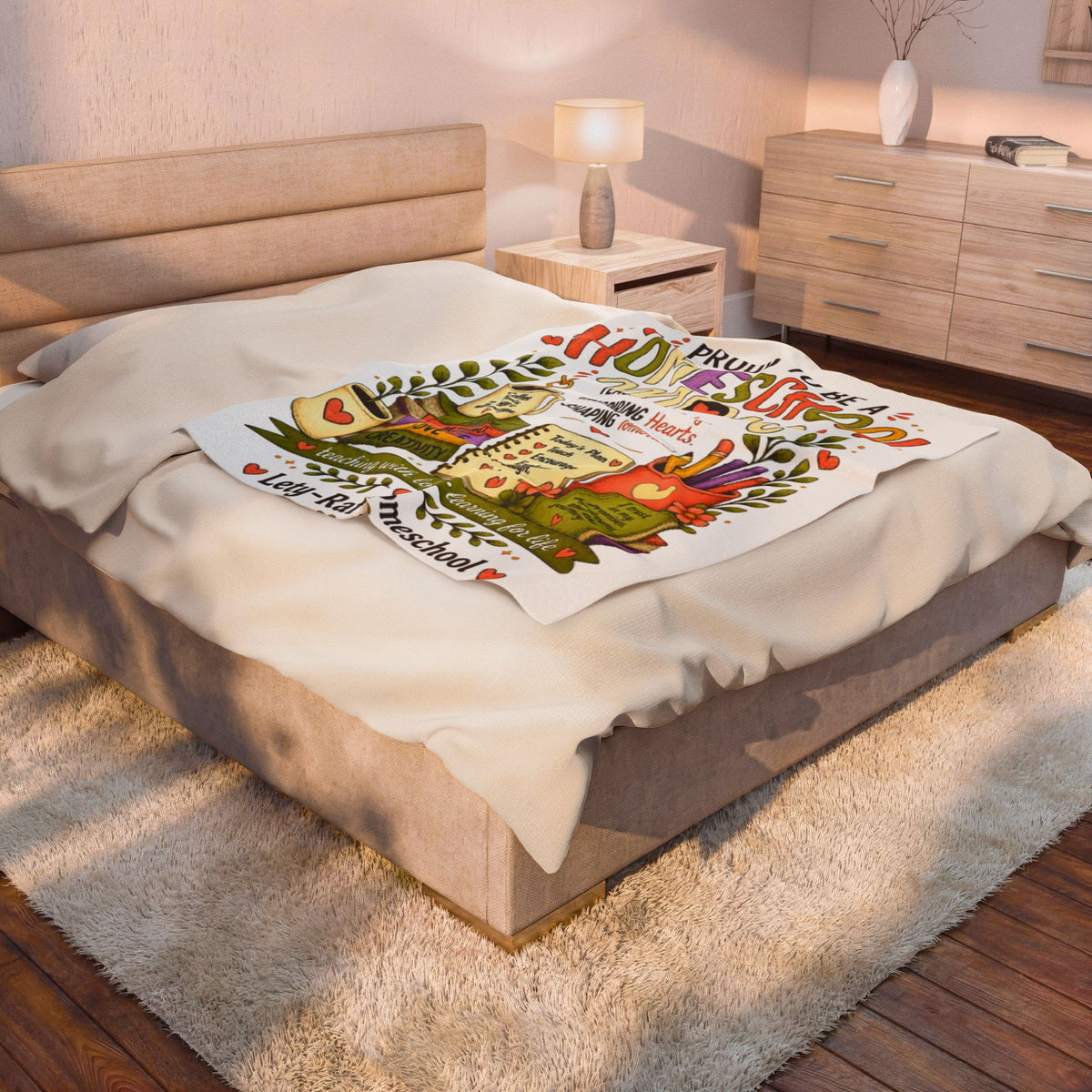 Proud to Be a Homeschool Mom Velveteen Plush Blanket | Cozy Teacher Gift | Soft Throw Blanket | Homeschool Mom Gift