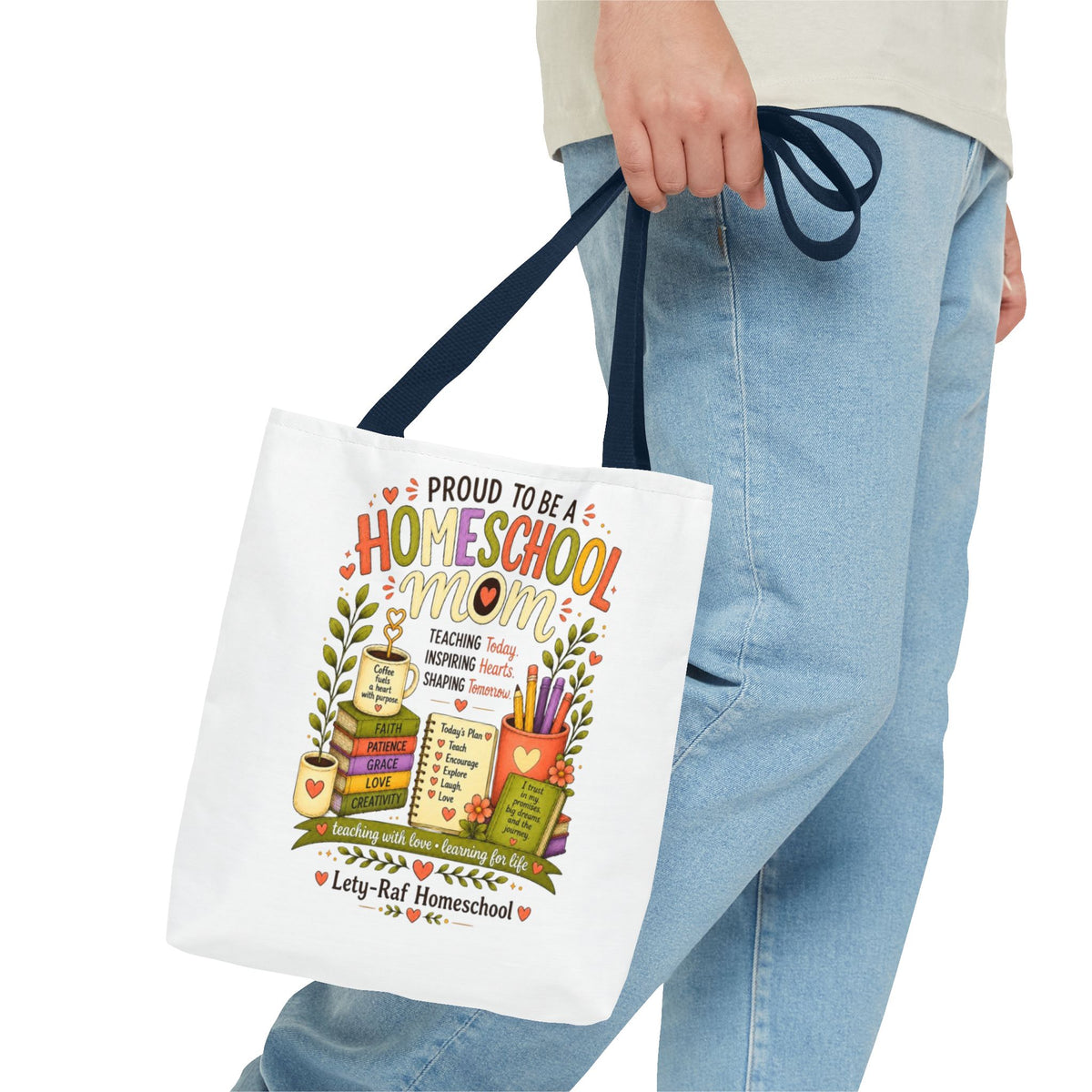 Proud to Be a Homeschool Mom Tote Bag | Teacher Gift | Reusable Book Bag | LetyRaf Homeschool