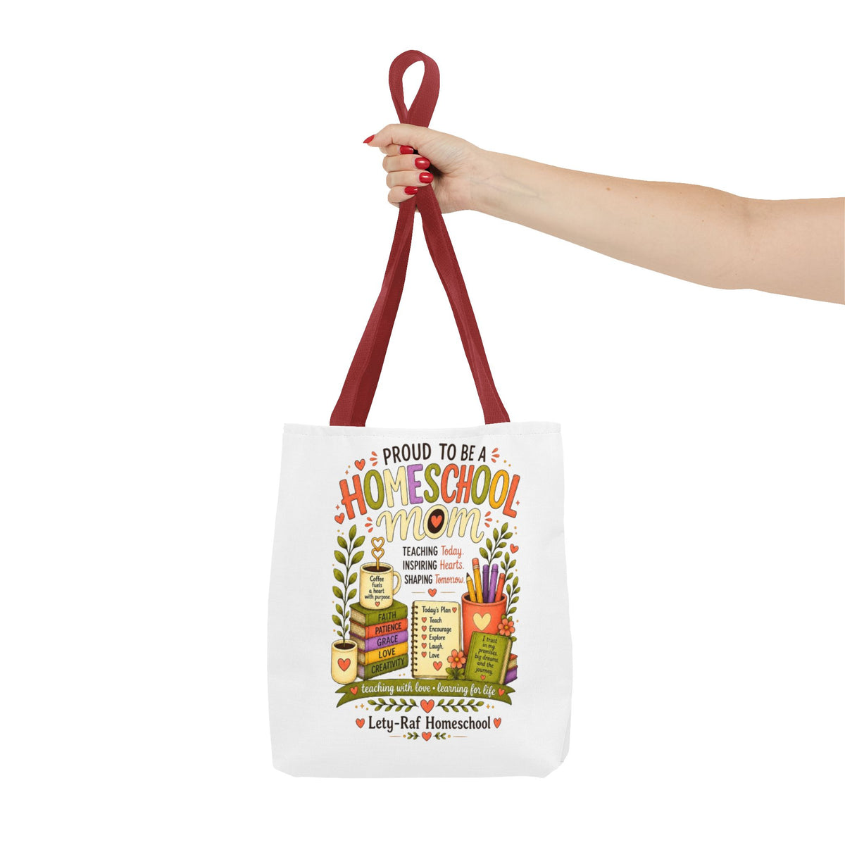 Proud to Be a Homeschool Mom Tote Bag | Teacher Gift | Reusable Book Bag | LetyRaf Homeschool