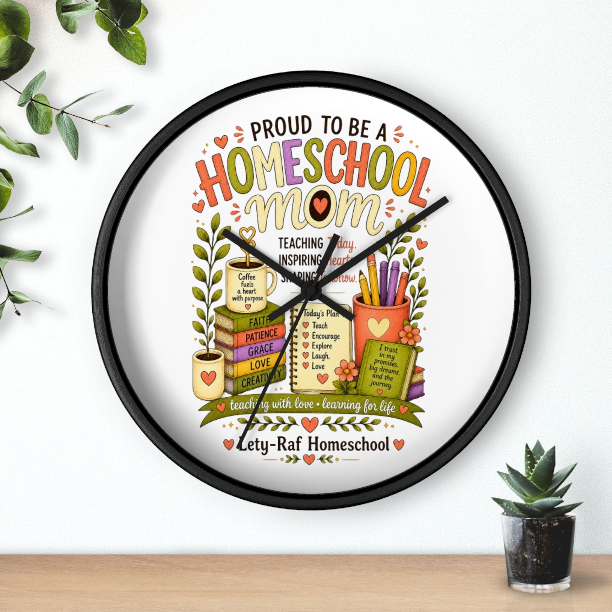 Homeschool Mom Wall Clock | Proud to Be a Homeschool Mom | Decorative Classroom & Home Clock | Teacher Gift