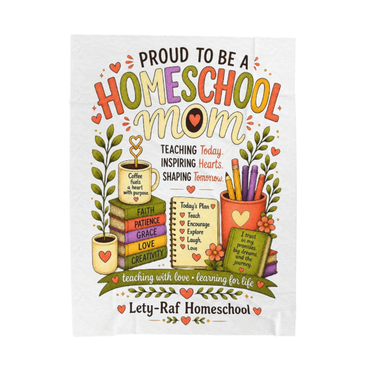 Proud to Be a Homeschool Mom Velveteen Plush Blanket | Cozy Teacher Gift | Soft Throw Blanket | Homeschool Mom Gift