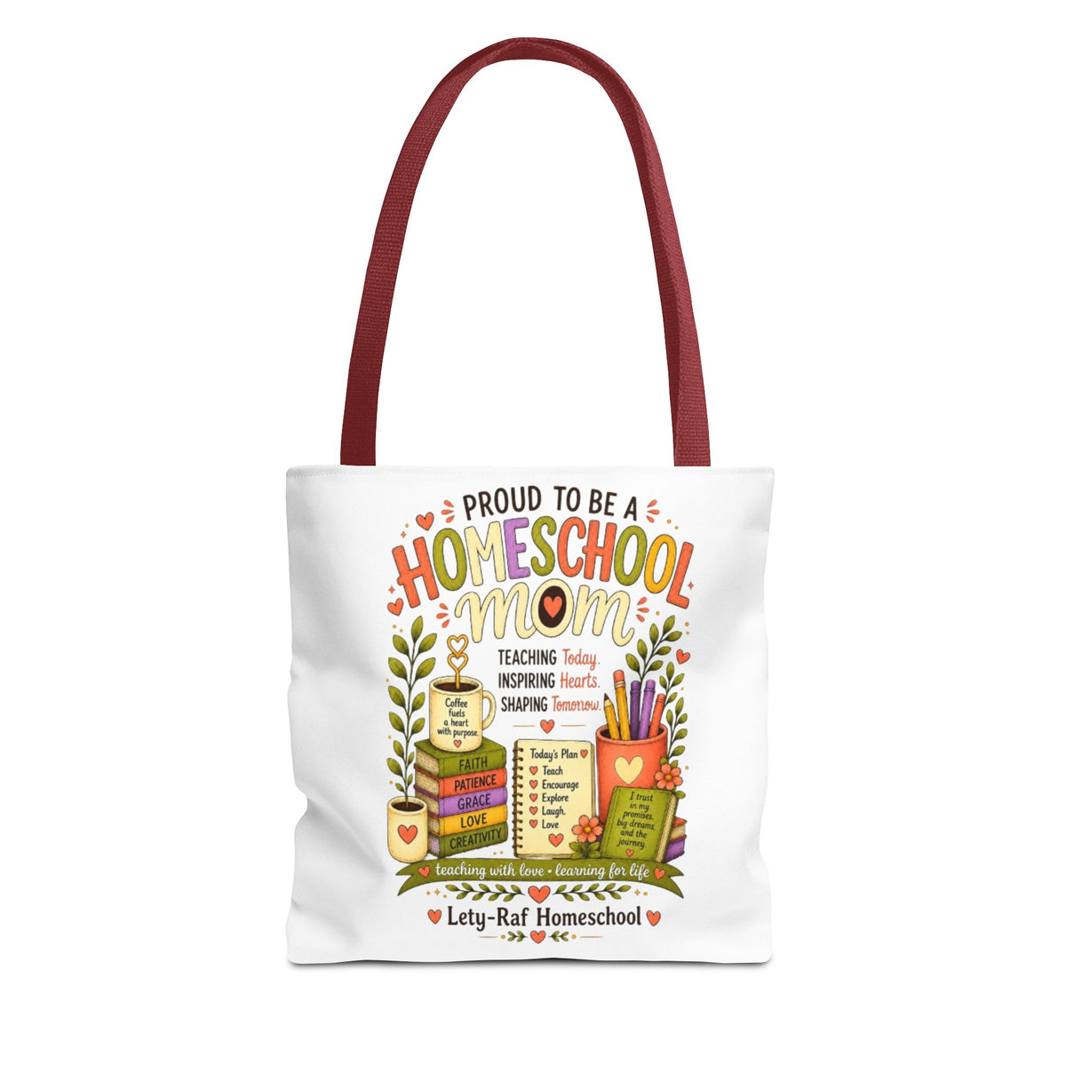 Proud to Be a Homeschool Mom Tote Bag | Teacher Gift | Reusable Book Bag | LetyRaf Homeschool