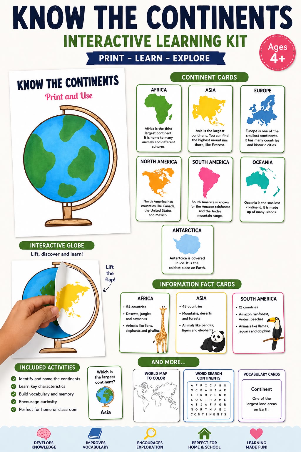 Continents of the World Activity Pack | Printable Homeschool & Classroom PDF