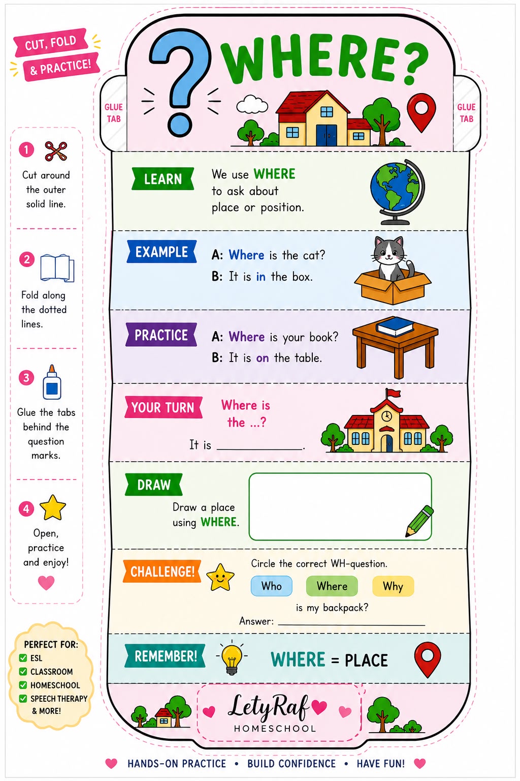 WH Questions Interactive Accordion | Printable PDF