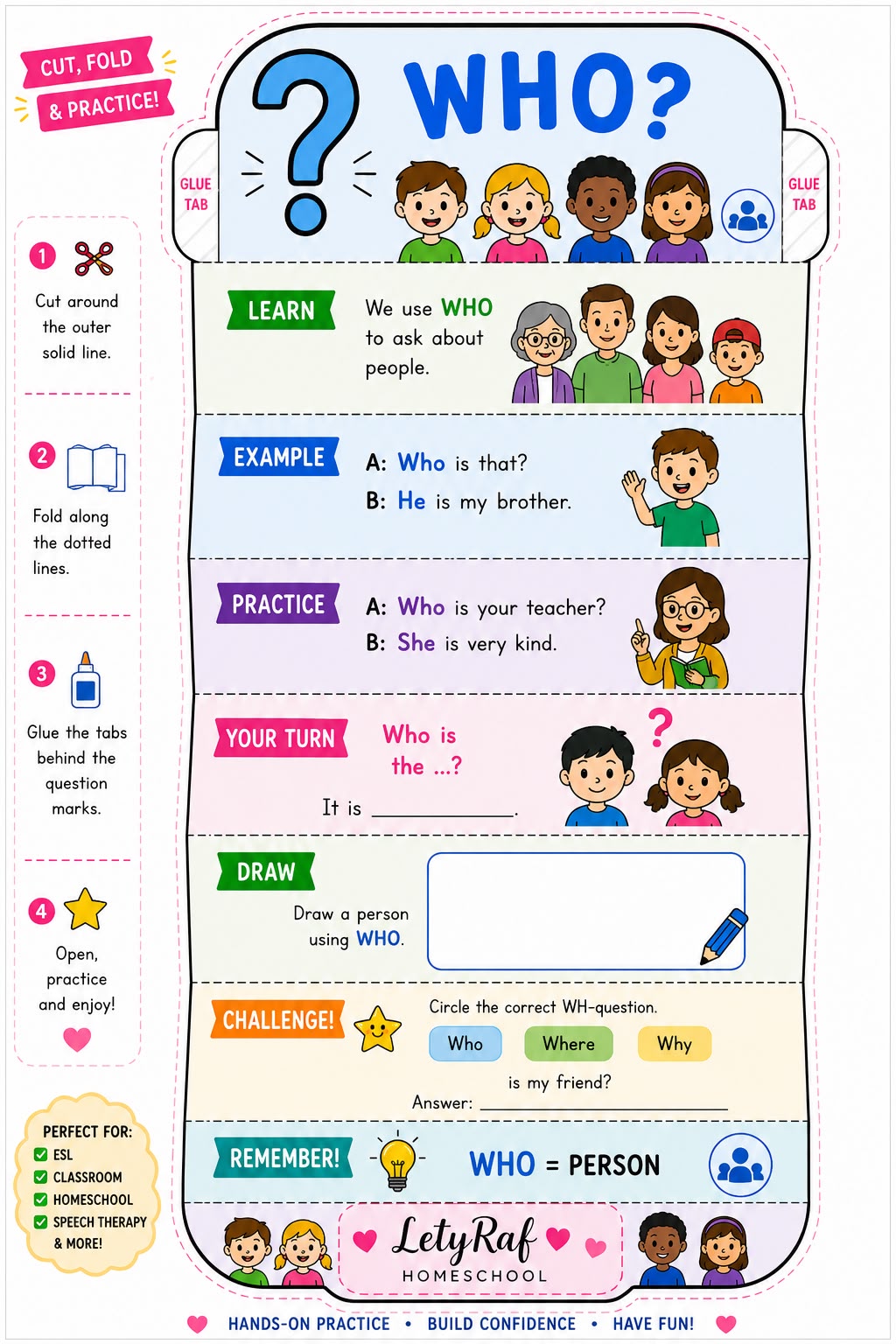 WH Questions Interactive Accordion | Printable PDF