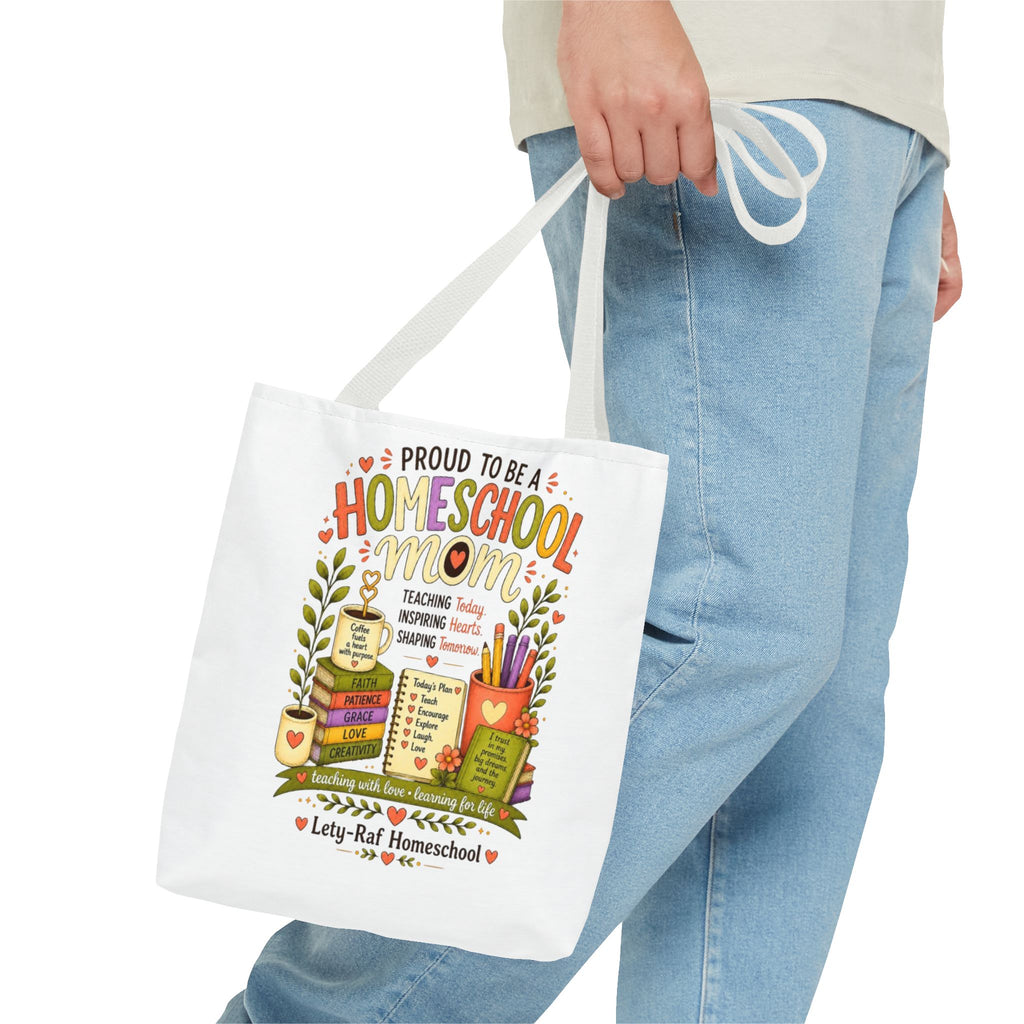 Proud to Be a Homeschool Mom Tote Bag | Teacher Gift | Reusable Book Bag | LetyRaf Homeschool