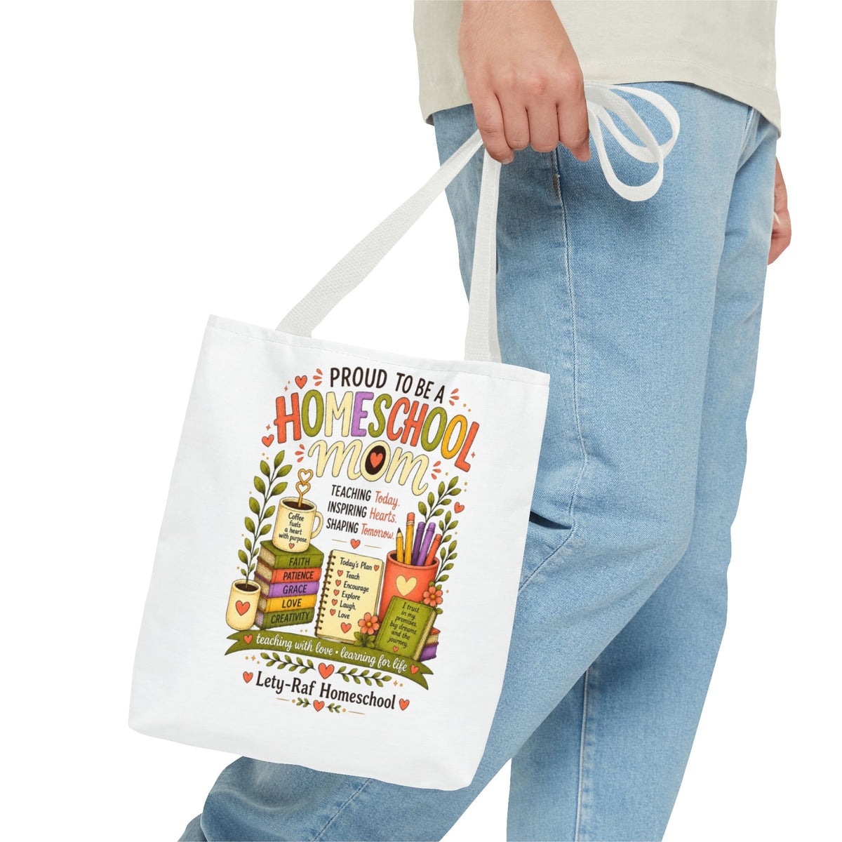 Proud to Be a Homeschool Mom Tote Bag | Teacher Gift | Reusable Book Bag | LetyRaf Homeschool