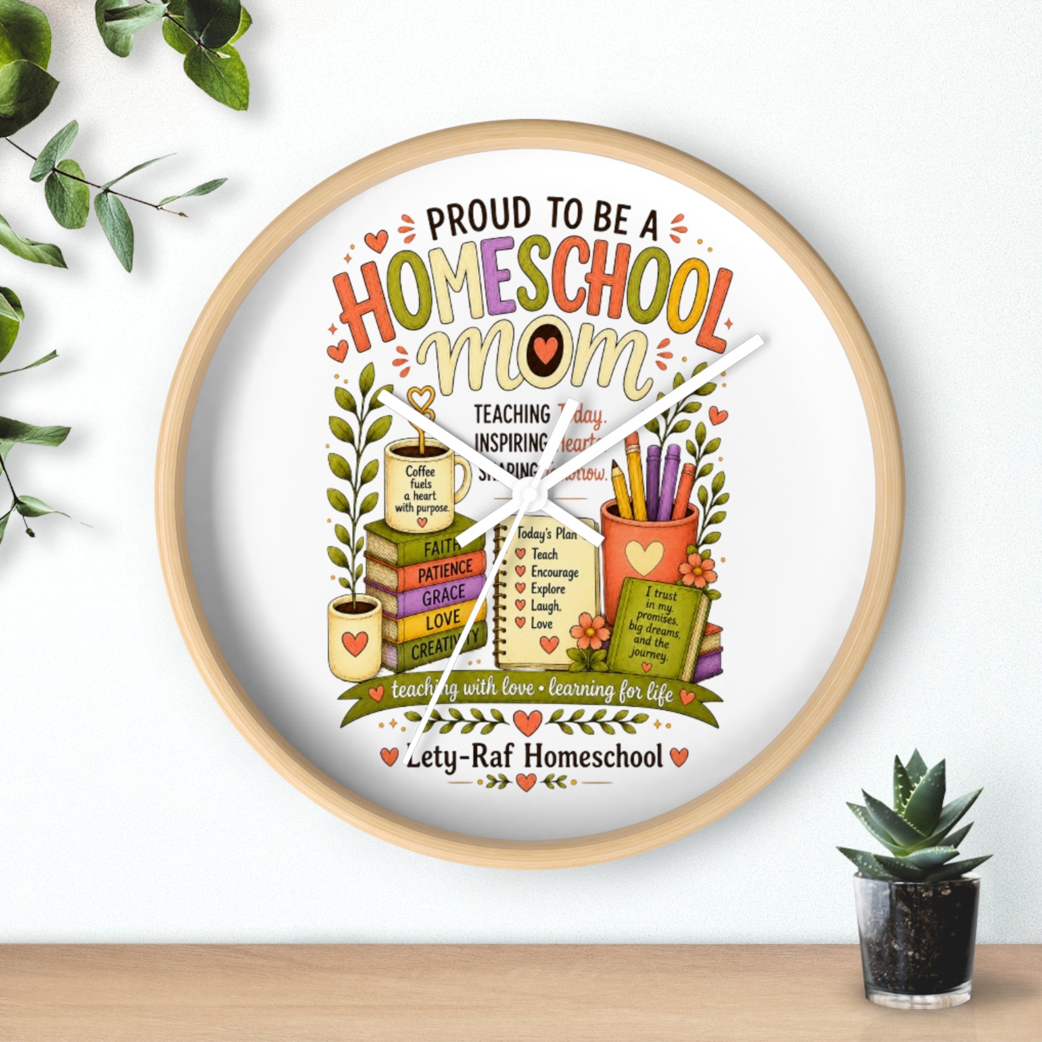 Homeschool Mom Wall Clock | Proud to Be a Homeschool Mom | Decorative Classroom & Home Clock | Teacher Gift