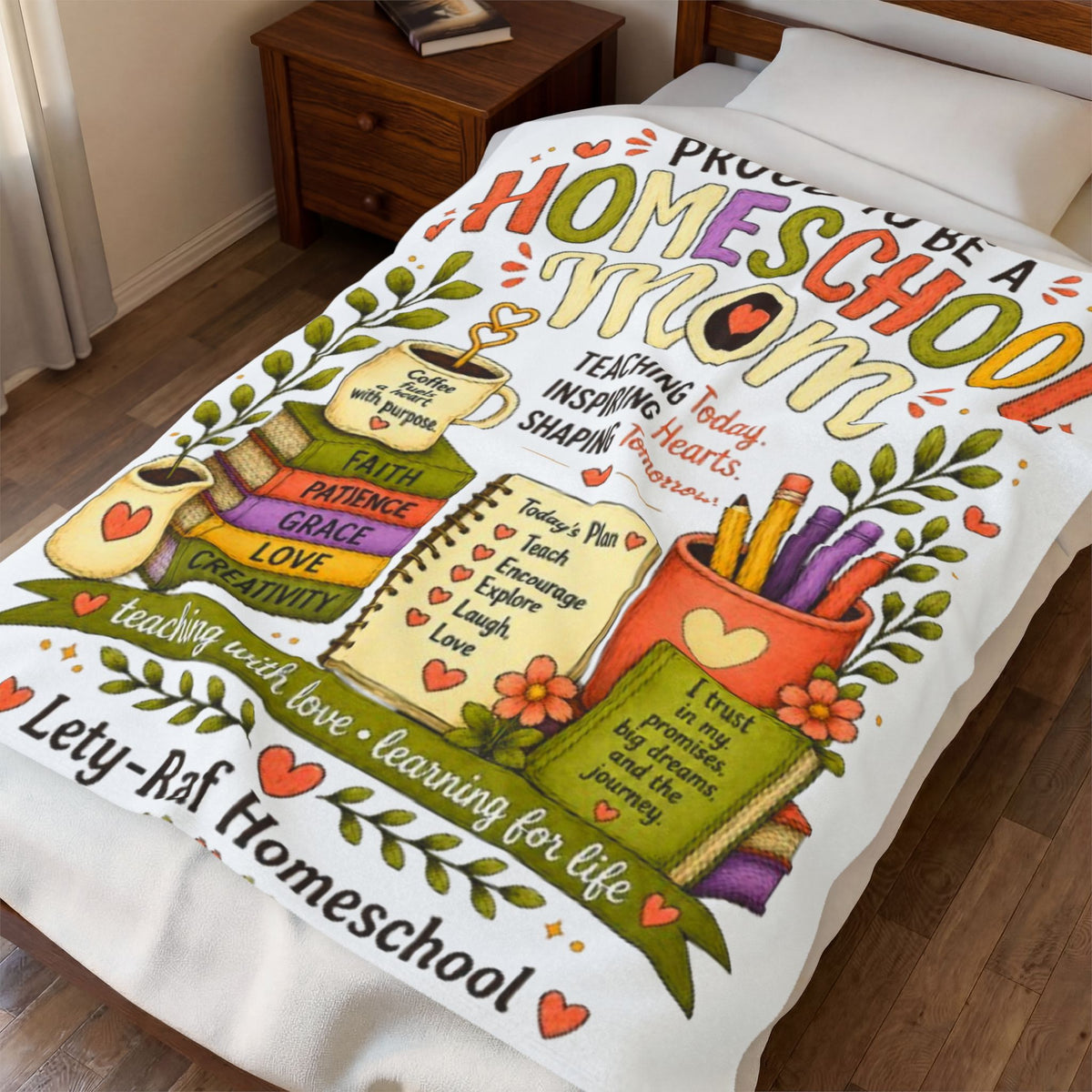 Proud to Be a Homeschool Mom Velveteen Plush Blanket | Cozy Teacher Gift | Soft Throw Blanket | Homeschool Mom Gift