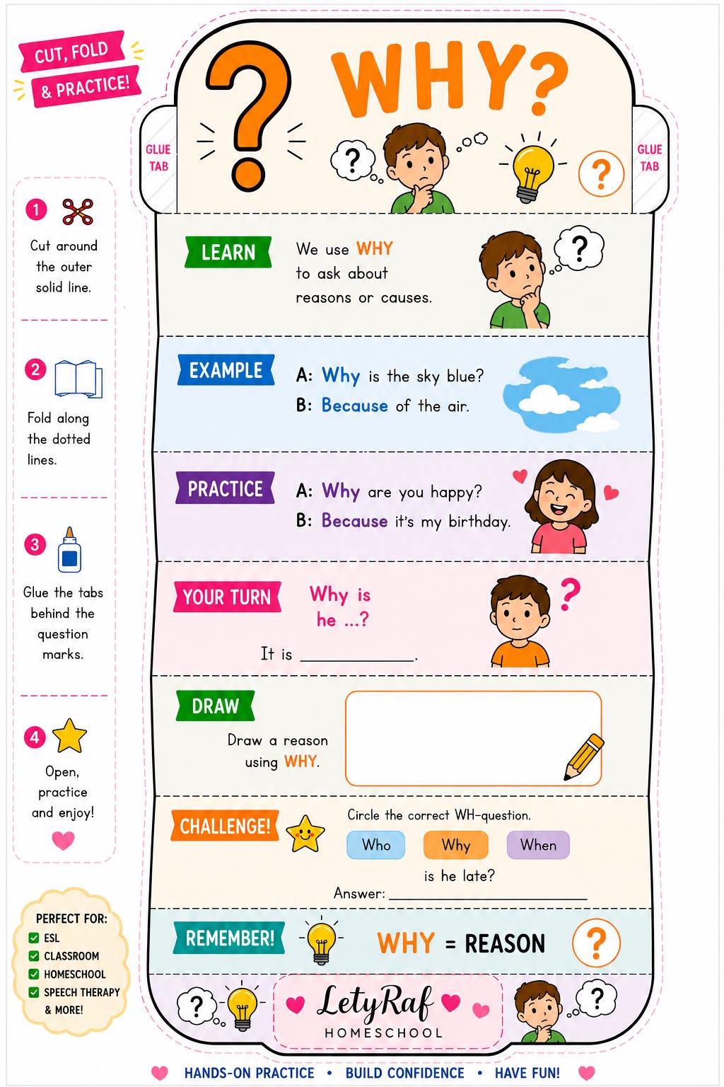 WH Questions Interactive Accordion | Printable PDF