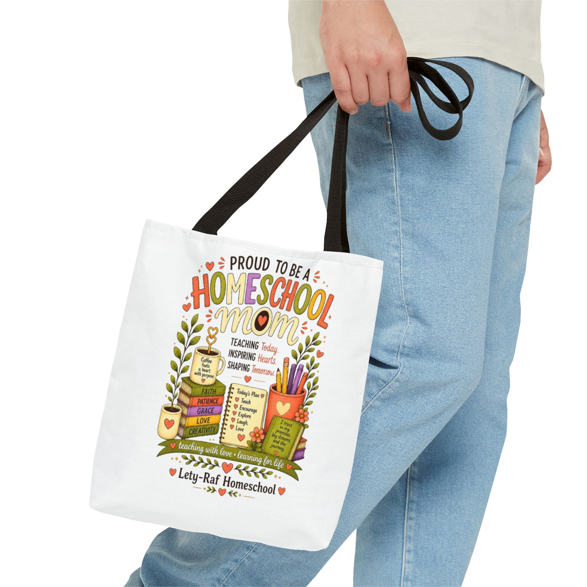 Proud to Be a Homeschool Mom Tote Bag | Teacher Gift | Reusable Book Bag | LetyRaf Homeschool