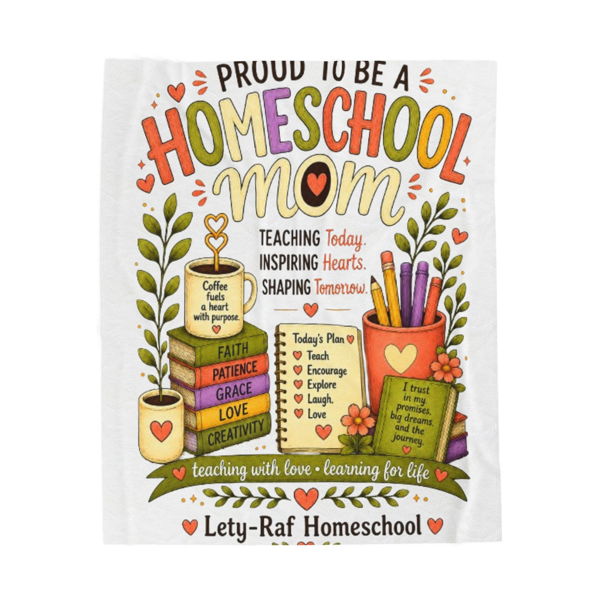 Proud to Be a Homeschool Mom Velveteen Plush Blanket | Cozy Teacher Gift | Soft Throw Blanket | Homeschool Mom Gift