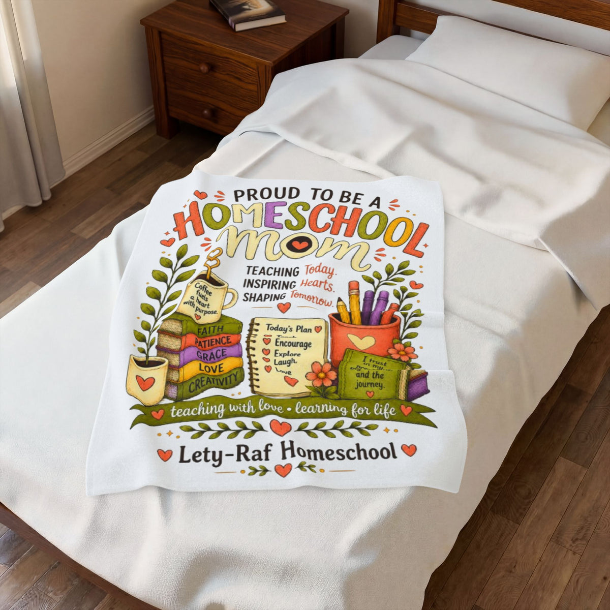 Proud to Be a Homeschool Mom Velveteen Plush Blanket | Cozy Teacher Gift | Soft Throw Blanket | Homeschool Mom Gift