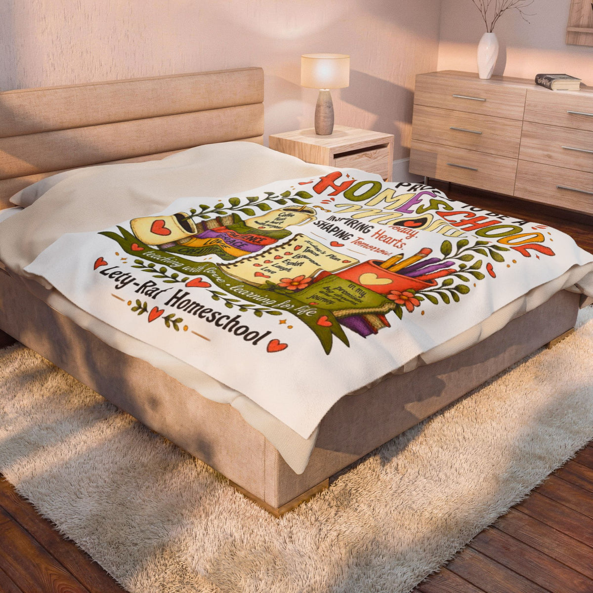 Proud to Be a Homeschool Mom Velveteen Plush Blanket | Cozy Teacher Gift | Soft Throw Blanket | Homeschool Mom Gift