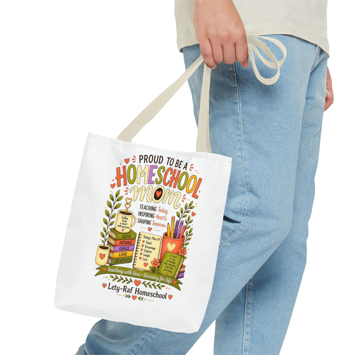 Proud to Be a Homeschool Mom Tote Bag | Teacher Gift | Reusable Book Bag | LetyRaf Homeschool