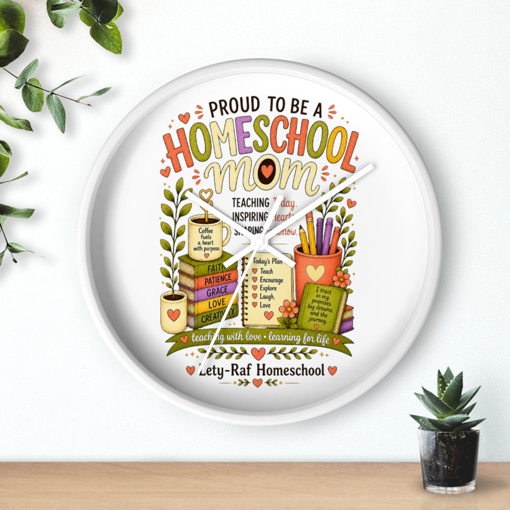 Homeschool Mom Wall Clock | Proud to Be a Homeschool Mom | Decorative Classroom & Home Clock | Teacher Gift