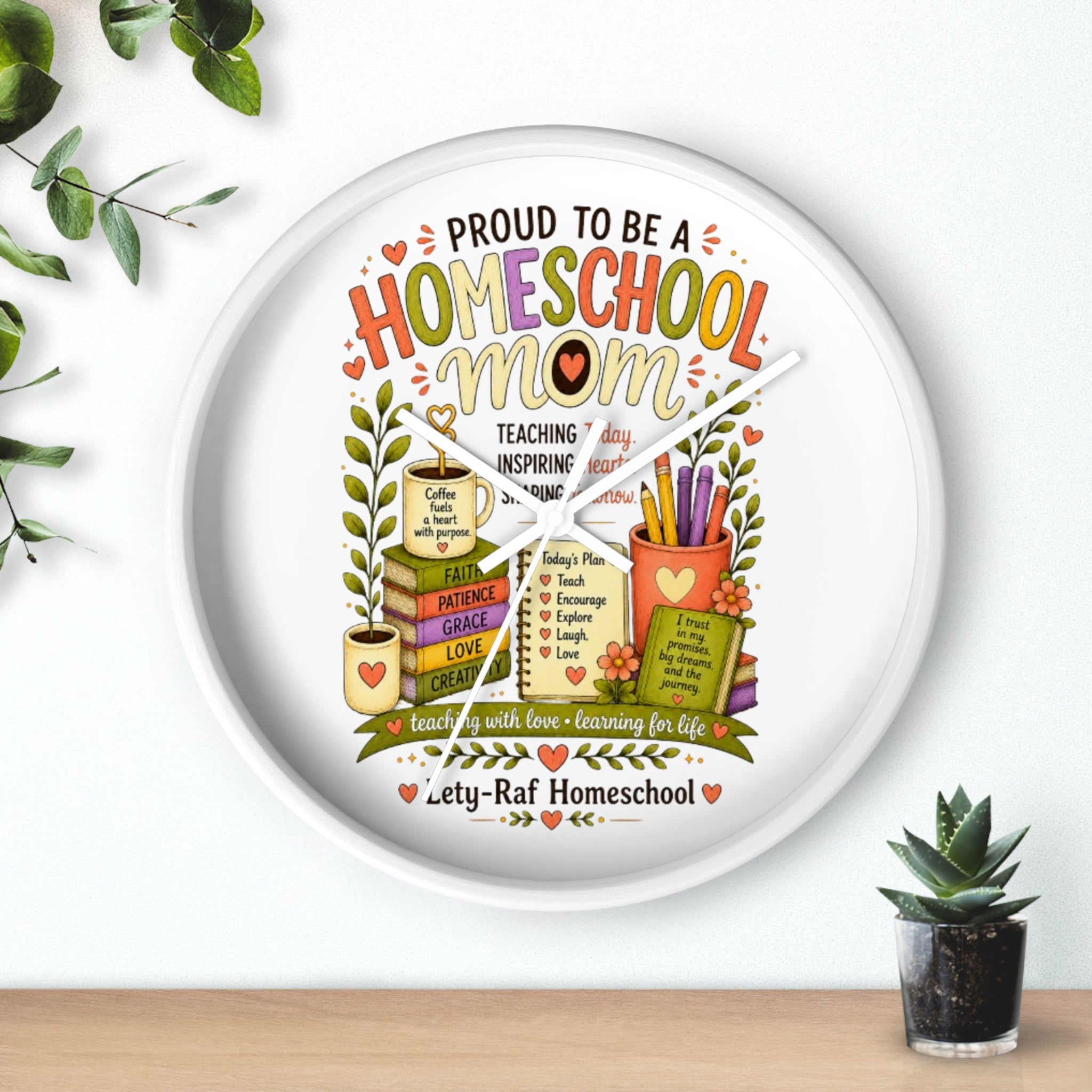 Homeschool Mom Wall Clock | Proud to Be a Homeschool Mom | Decorative Classroom & Home Clock | Teacher Gift