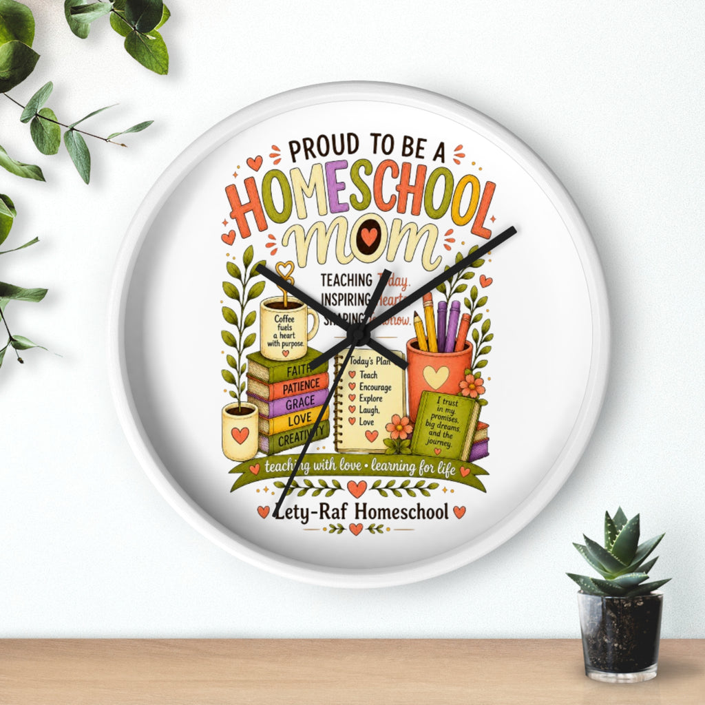 Homeschool Mom Wall Clock | Proud to Be a Homeschool Mom | Decorative Classroom & Home Clock | Teacher Gift