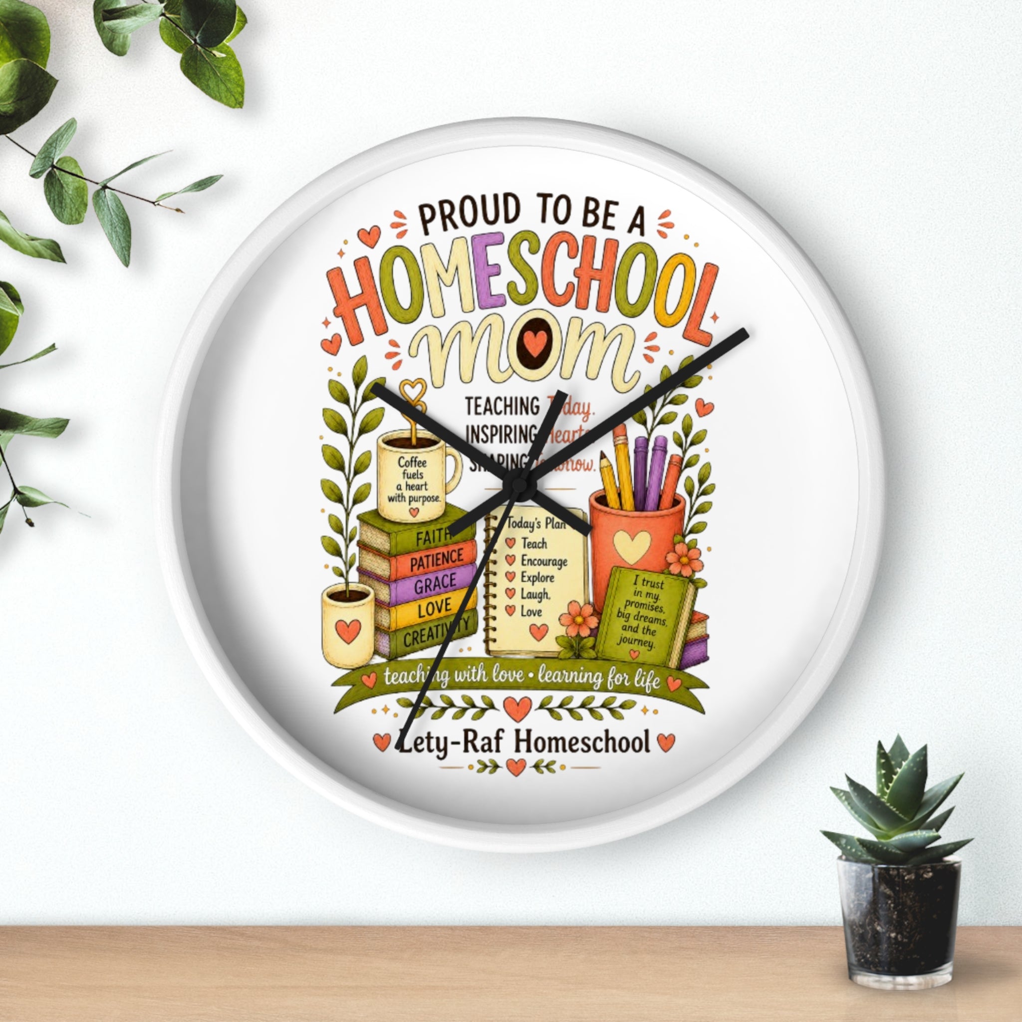 Homeschool Mom Wall Clock | Proud to Be a Homeschool Mom | Decorative Classroom & Home Clock | Teacher Gift
