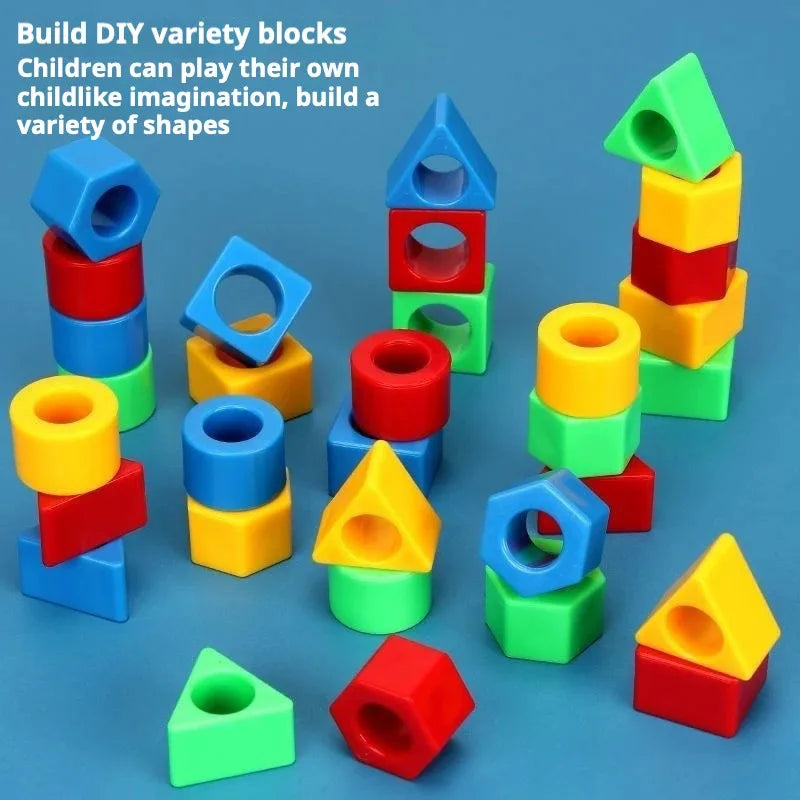 Geometric Shape Matching Puzzle, Montessori Wooden Sorting Toy for Toddlers