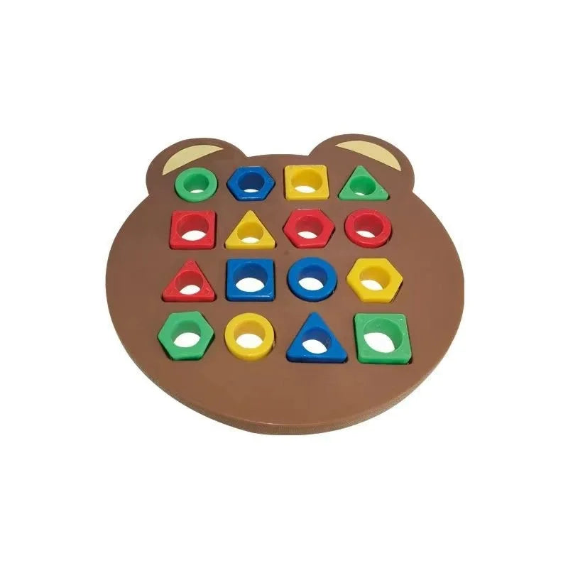 Geometric Shape Matching Puzzle, Montessori Wooden Sorting Toy for Toddlers