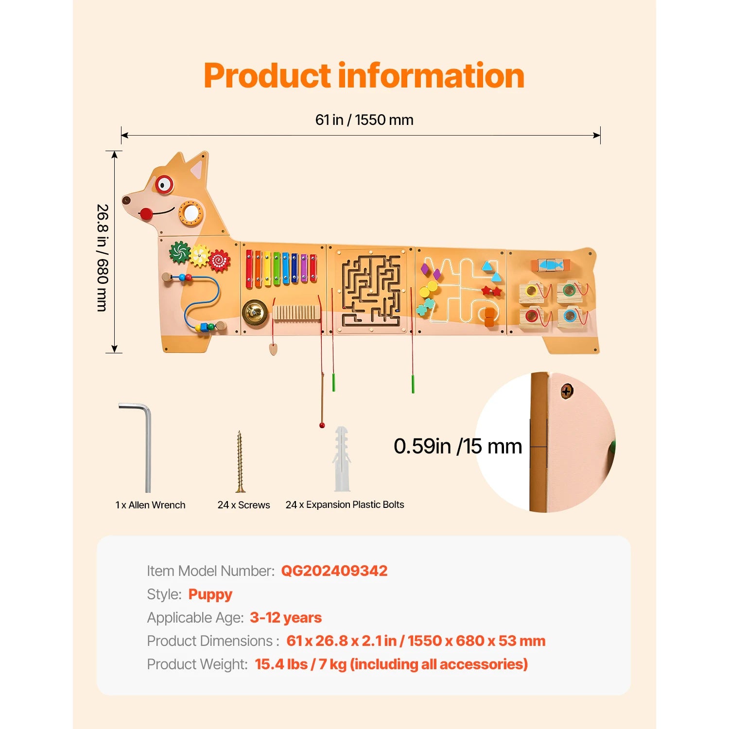 Montessori Wooden Activity Wall Panel for Kids | Interactive Learning Center | Ages 3–8