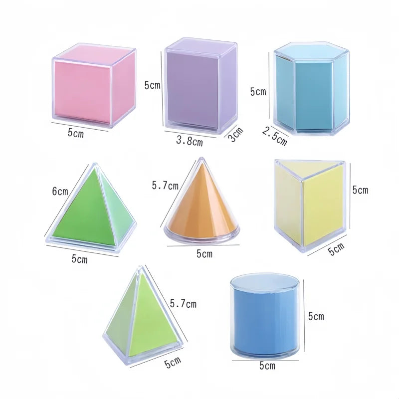 8Pcs Montessori Math Transparent 3D Geometry Building Block Learning Toy