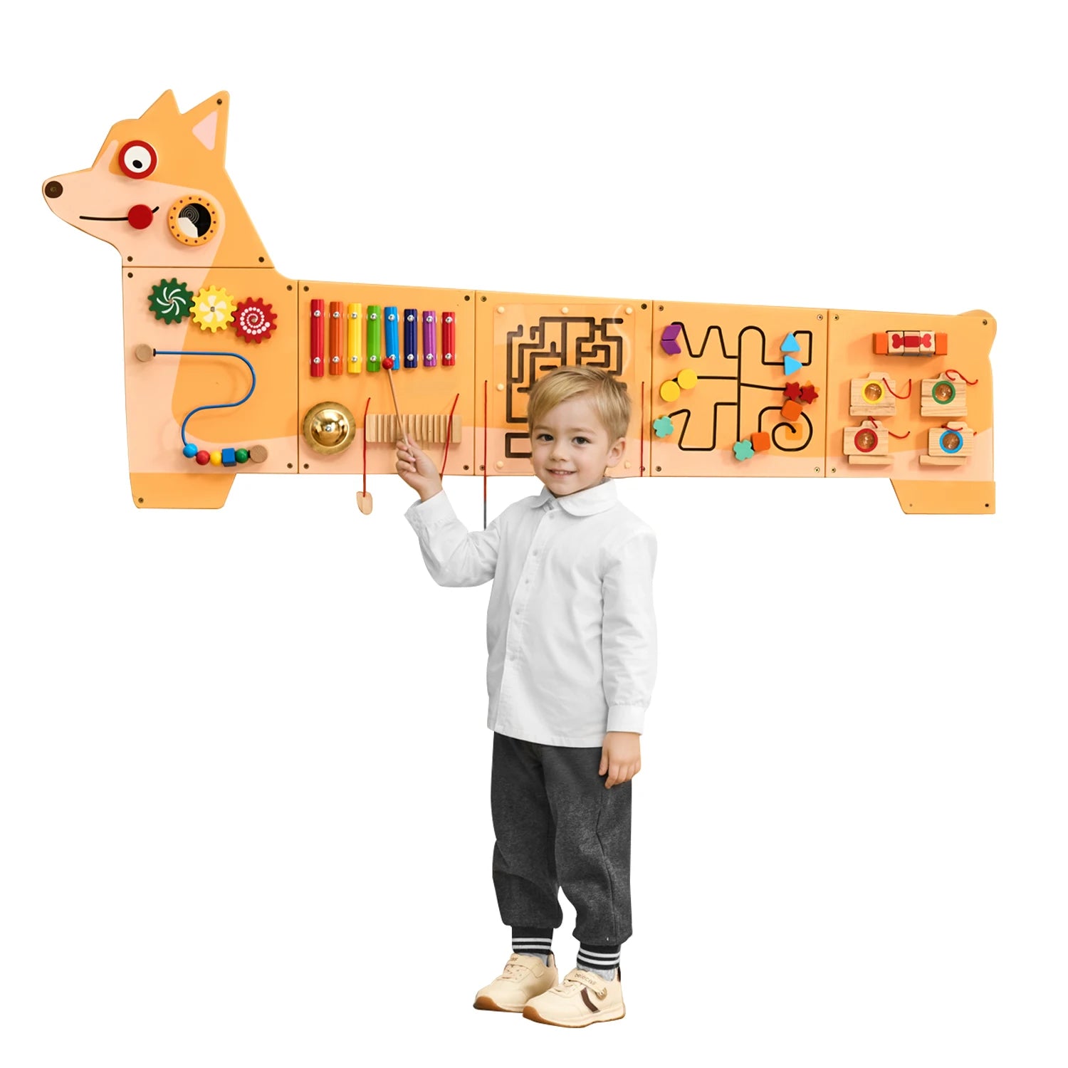 Montessori Wooden Activity Wall Panel for Kids | Interactive Learning Center | Ages 3–8
