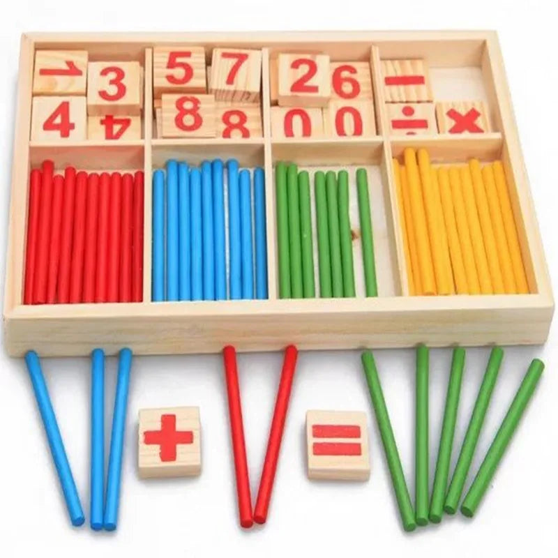 Montessori Wooden Math Learning Set | Number Counting & Arithmetic Toy | Ages 3+