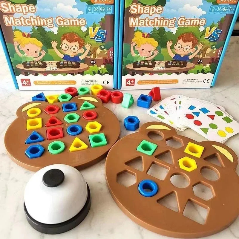 Geometric Shape Matching Puzzle, Montessori Wooden Sorting Toy for Toddlers