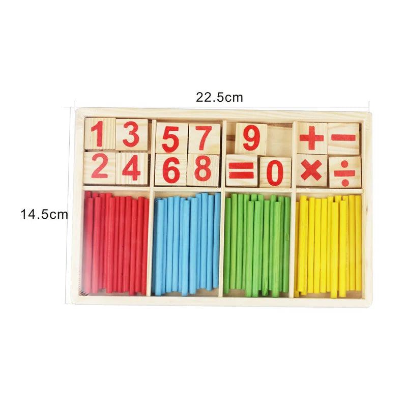 Montessori Wooden Math Learning Set | Number Counting & Arithmetic Toy | Ages 3+