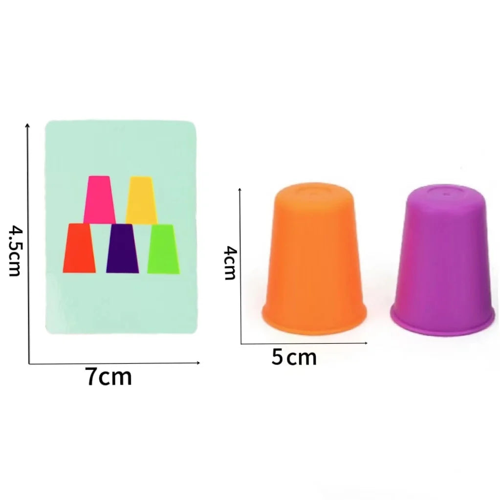 Montessori Stacking Cups Game with Challenge Cards | STEM Learning Toy | Ages 3+