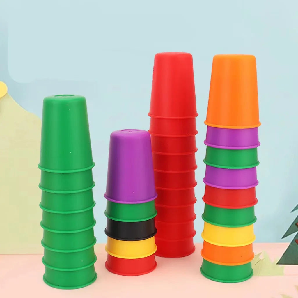 Montessori Stacking Cups Game with Challenge Cards | STEM Learning Toy | Ages 3+