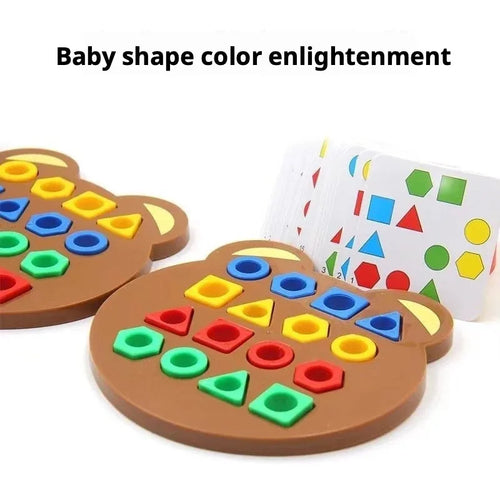 Geometric Shape Matching Puzzle, Montessori Wooden Sorting Toy for Toddlers