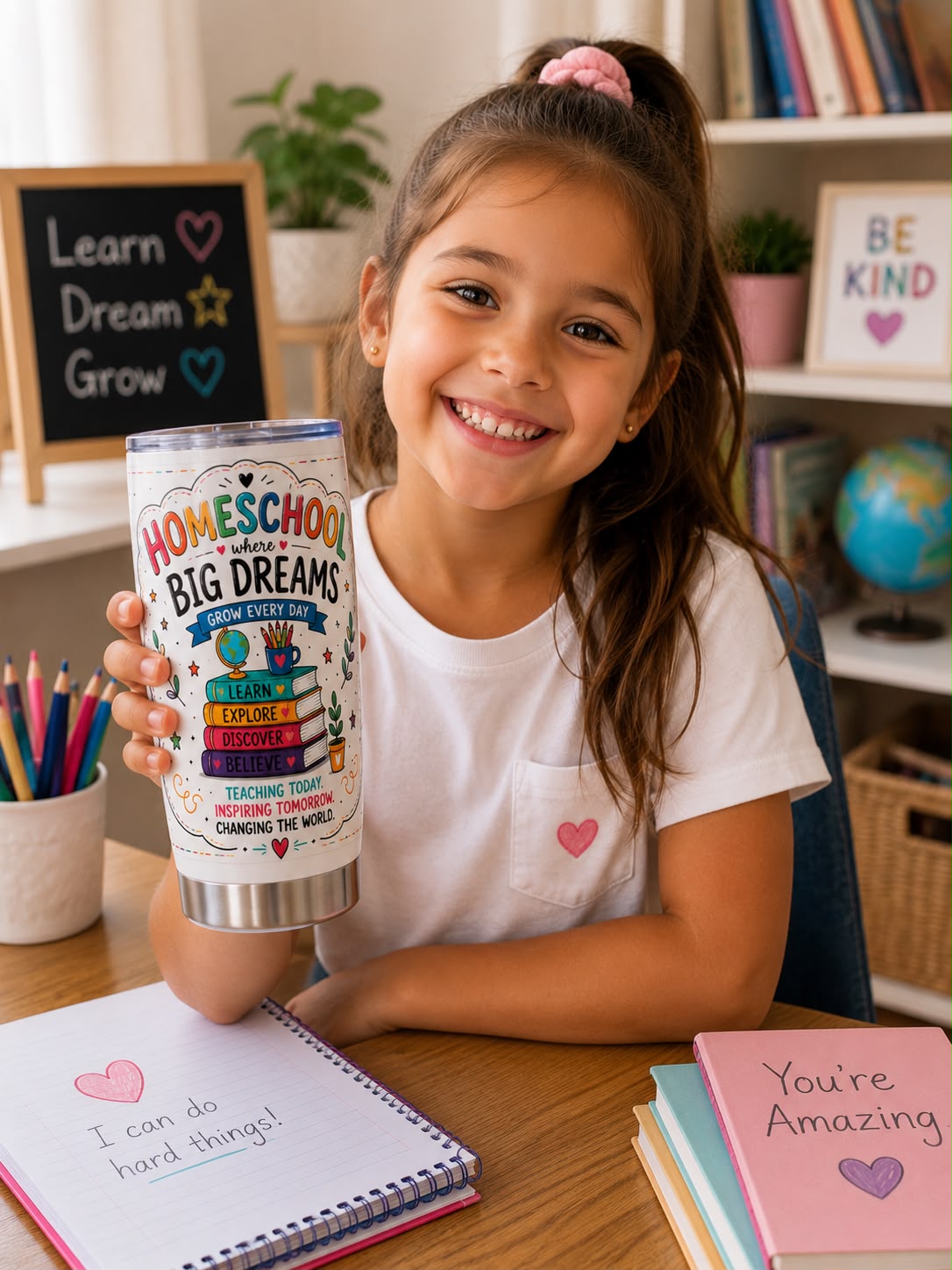 Homeschool Big Dreams 20oz Stainless Steel Tumbler | Insulated Travel Mug | Gift for Homeschool Families