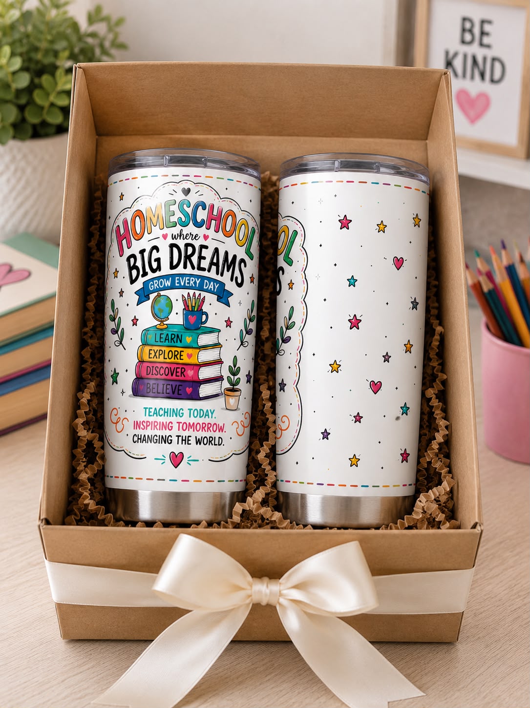 Homeschool Big Dreams 20oz Stainless Steel Tumbler | Insulated Travel Mug | Gift for Homeschool Families