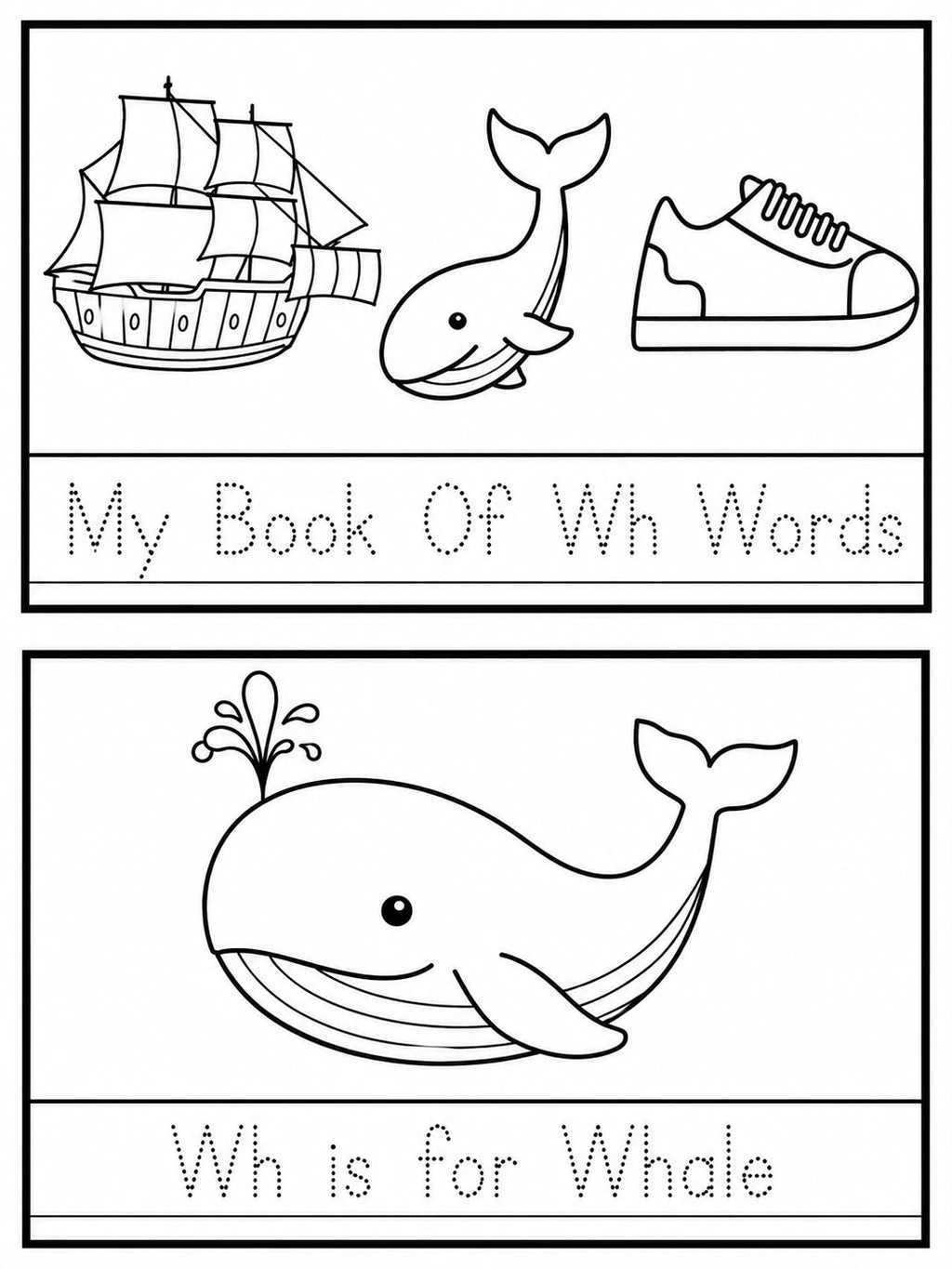 WH Whale Learning Pack | Printable Phonics Worksheets