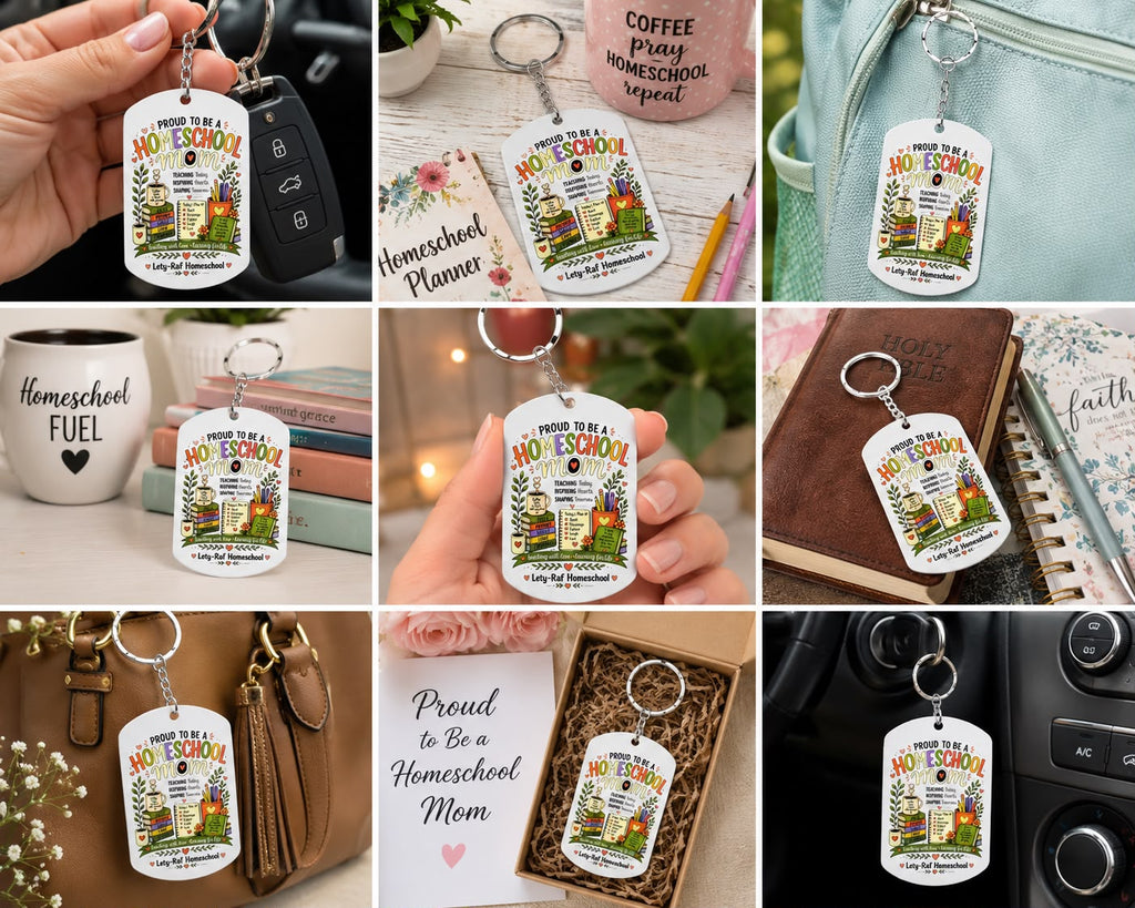 Proud to Be a Homeschool Mom Aluminum Keychain | Gift for Homeschool Moms | Lety-Raf Homeschool