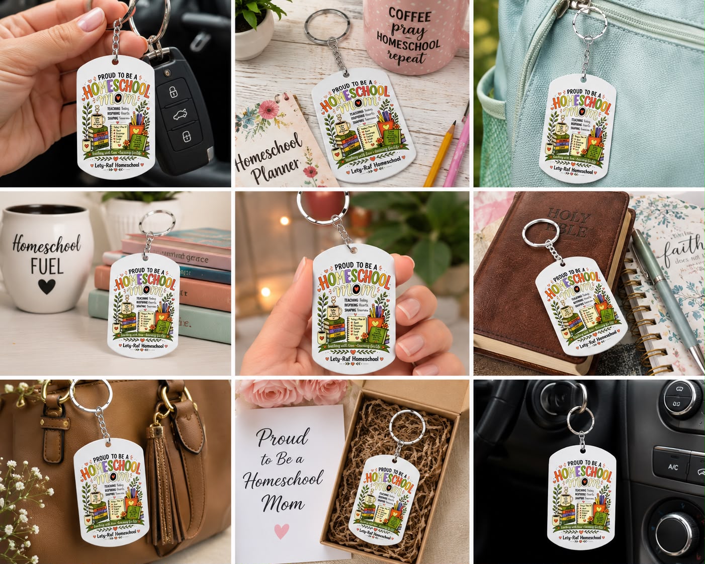 Proud to Be a Homeschool Mom Aluminum Keychain | Gift for Homeschool Moms | Lety-Raf Homeschool