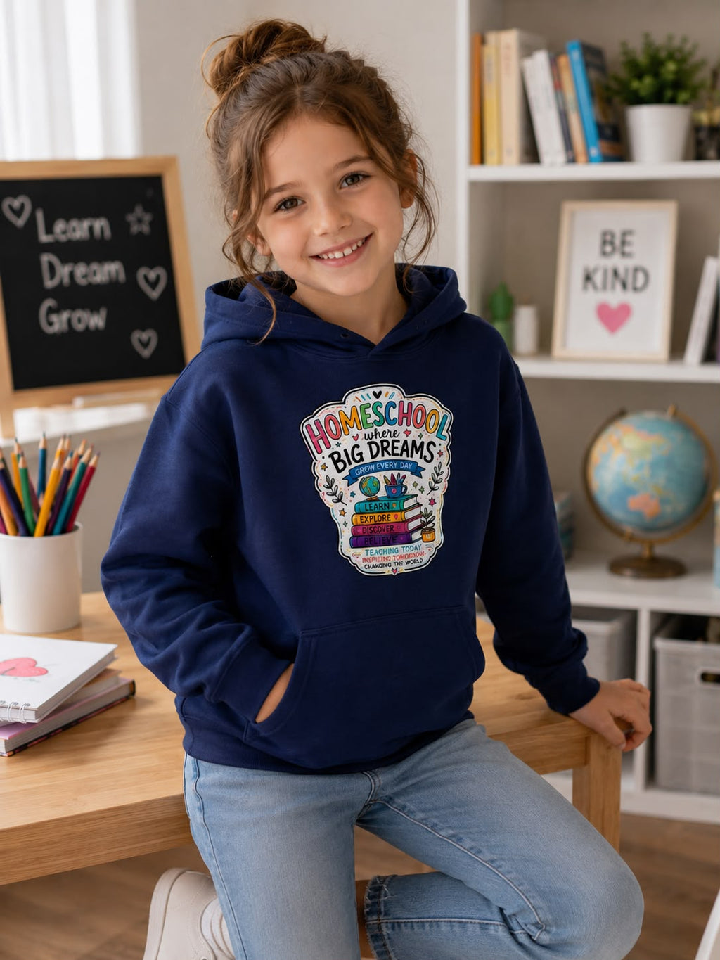 Homeschool Toddler Hoodie | Kids Learn • Dream • Grow